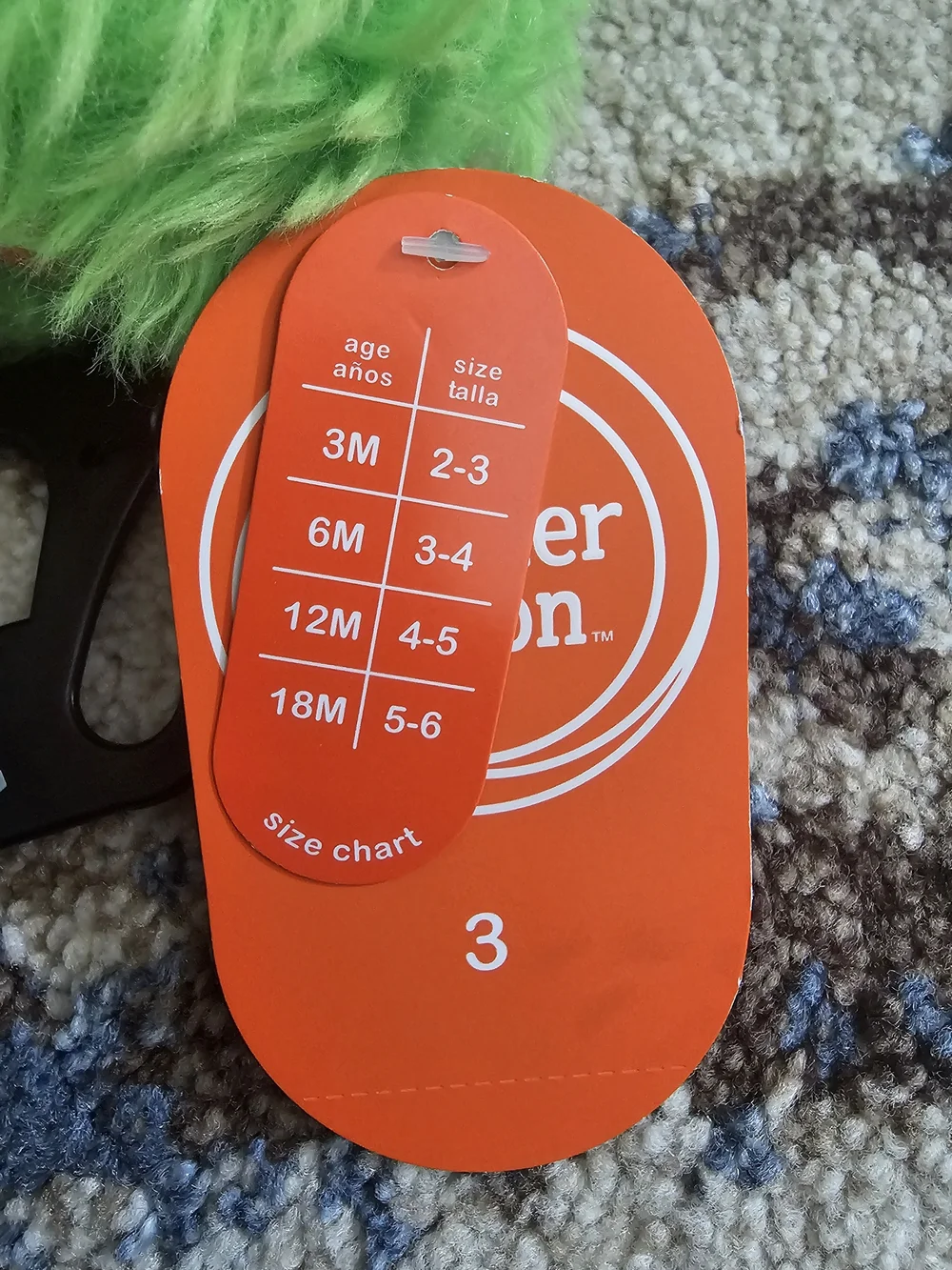 wonder nation Bright Green and Orange Fuzzy Kids Slippers